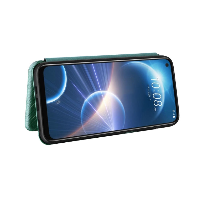 For HTC Desire 22 Pro Carbon Fiber Texture Flip Leather Phone Case