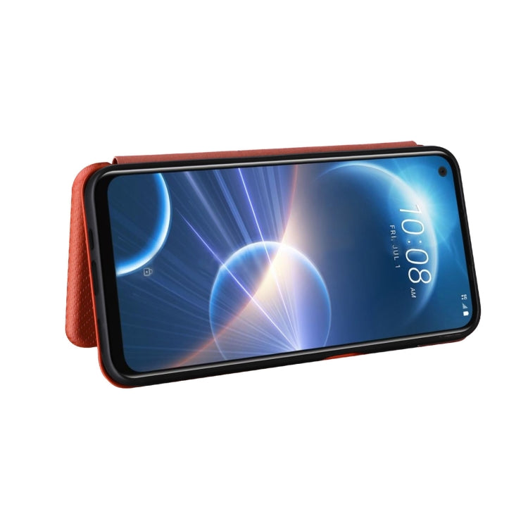 For HTC Desire 22 Pro Carbon Fiber Texture Flip Leather Phone Case