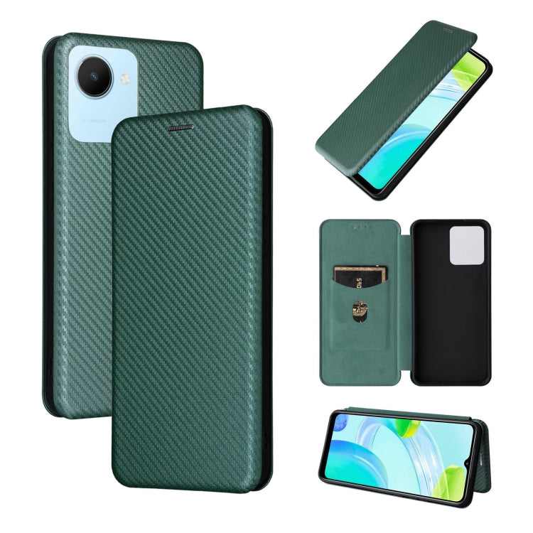 For Realme C30 Carbon Fiber Texture Flip Leather Phone Case