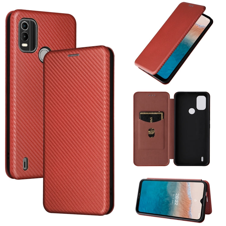 For Nokia C21 Plus Carbon Fiber Texture Flip Leather Phone Case