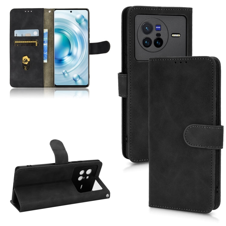 For vivo X80 Skin Feel Magnetic Flip Leather Phone Case