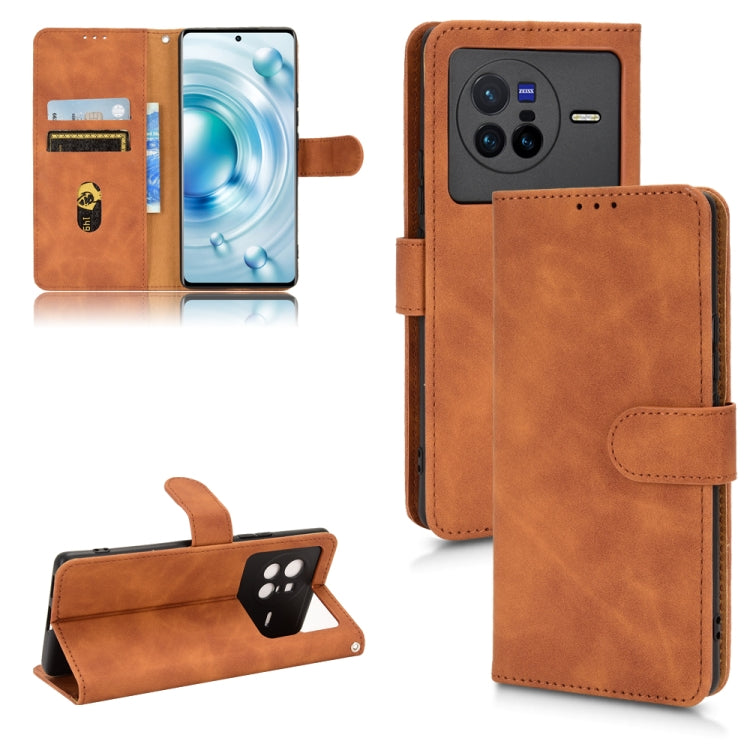 For vivo X80 Skin Feel Magnetic Flip Leather Phone Case