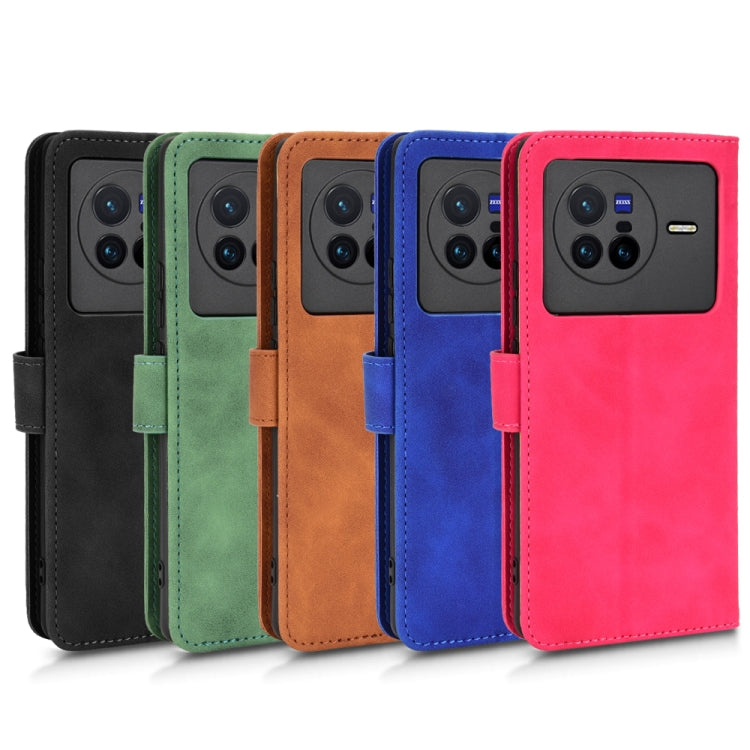 For vivo X80 Skin Feel Magnetic Flip Leather Phone Case