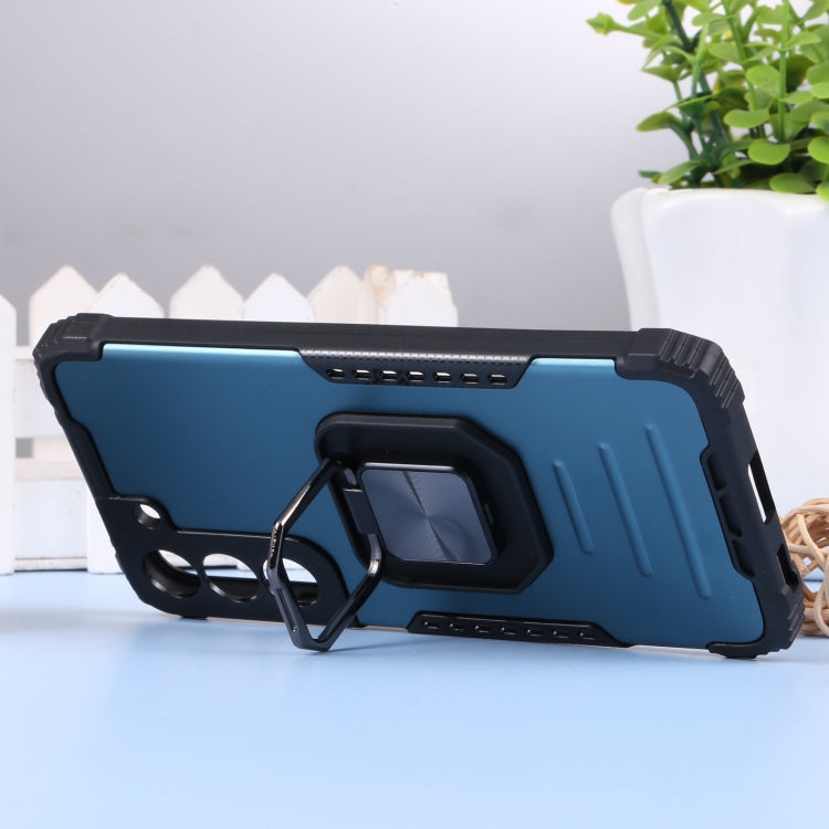 For Samsung Galaxy S22 5G Aluminum and TPU Phone Case with Ring Holder