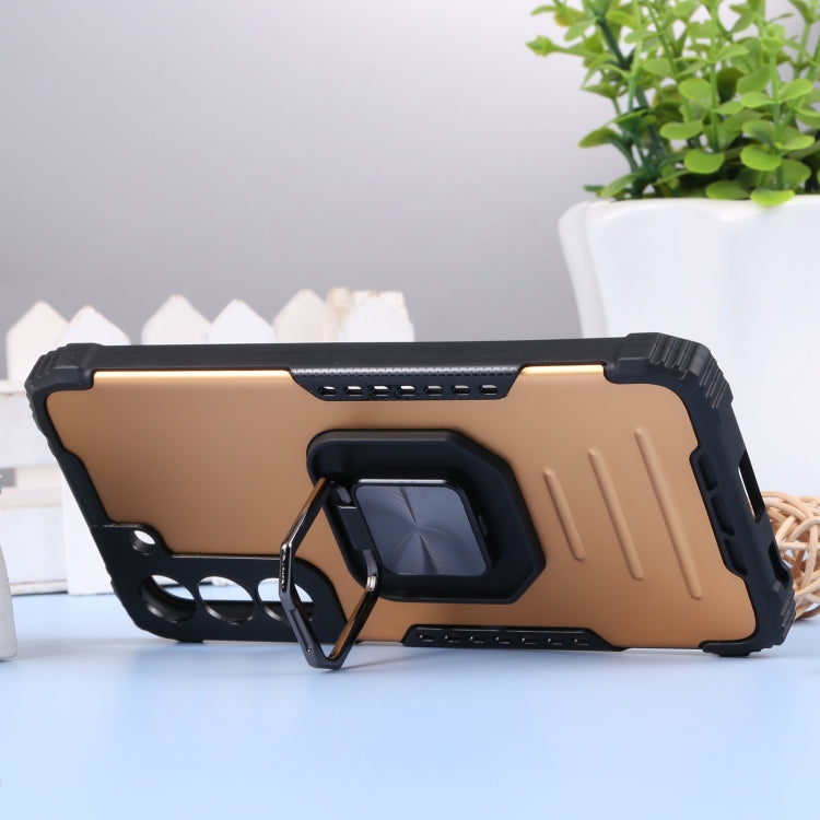For Samsung Galaxy S22 5G Aluminum and TPU Phone Case with Ring Holder