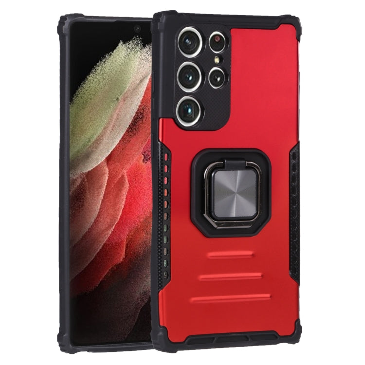 For Samsung Galaxy S22 Ultra 5G Aluminum and TPU Phone Case with Ring Holder