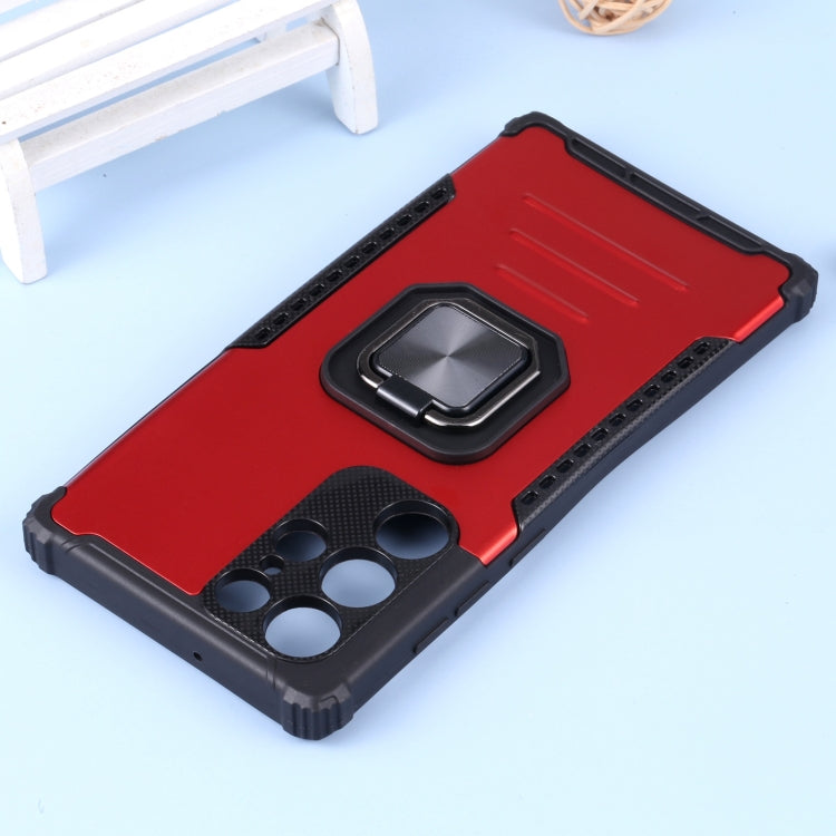 For Samsung Galaxy S22 Ultra 5G Aluminum and TPU Phone Case with Ring Holder