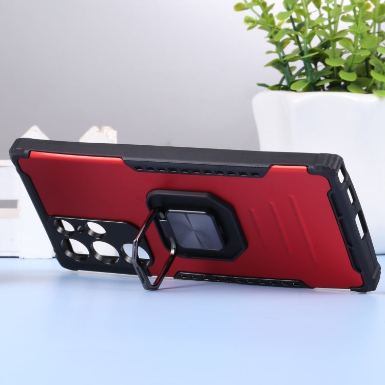 For Samsung Galaxy S22 Ultra 5G Aluminum and TPU Phone Case with Ring Holder