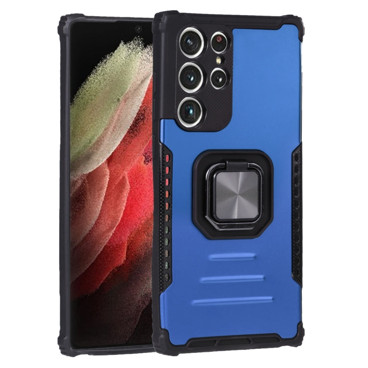 For Samsung Galaxy S22 Ultra 5G Aluminum and TPU Phone Case with Ring Holder