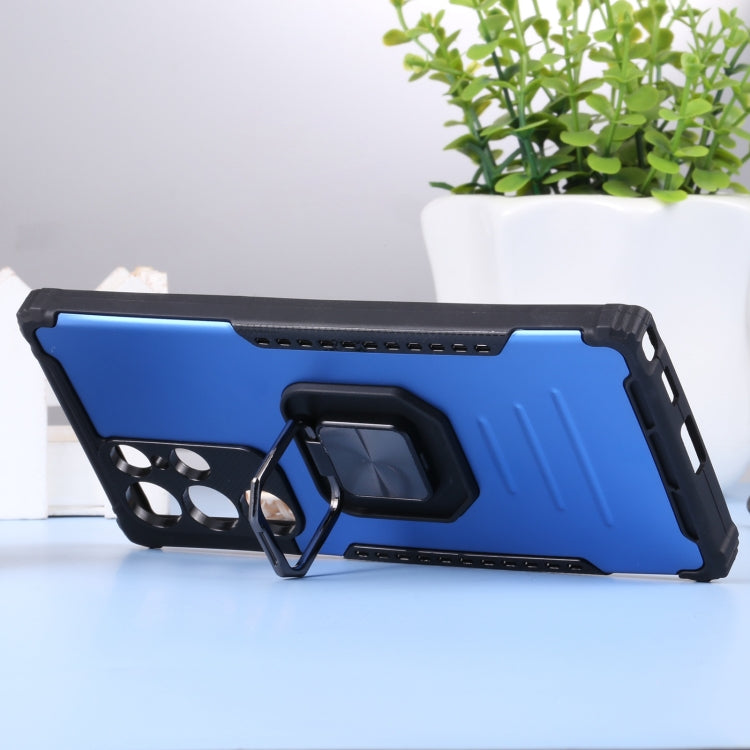 For Samsung Galaxy S22 Ultra 5G Aluminum and TPU Phone Case with Ring Holder