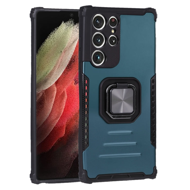For Samsung Galaxy S22 Ultra 5G Aluminum and TPU Phone Case with Ring Holder