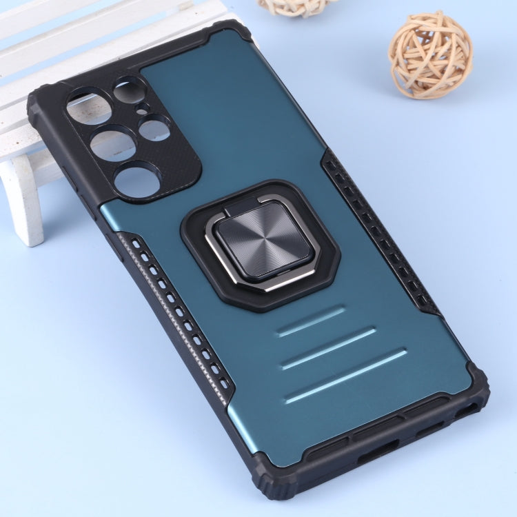 For Samsung Galaxy S22 Ultra 5G Aluminum and TPU Phone Case with Ring Holder