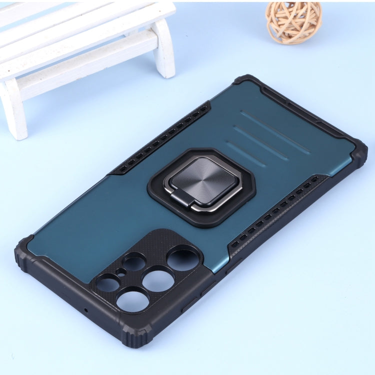 For Samsung Galaxy S22 Ultra 5G Aluminum and TPU Phone Case with Ring Holder