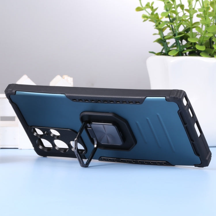 For Samsung Galaxy S22 Ultra 5G Aluminum and TPU Phone Case with Ring Holder