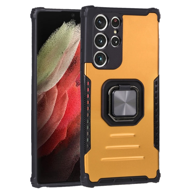 For Samsung Galaxy S22 Ultra 5G Aluminum and TPU Phone Case with Ring Holder