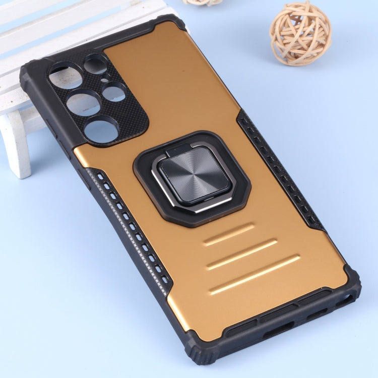 For Samsung Galaxy S22 Ultra 5G Aluminum and TPU Phone Case with Ring Holder