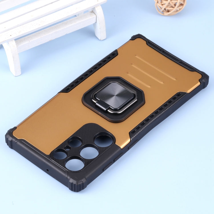 For Samsung Galaxy S22 Ultra 5G Aluminum and TPU Phone Case with Ring Holder