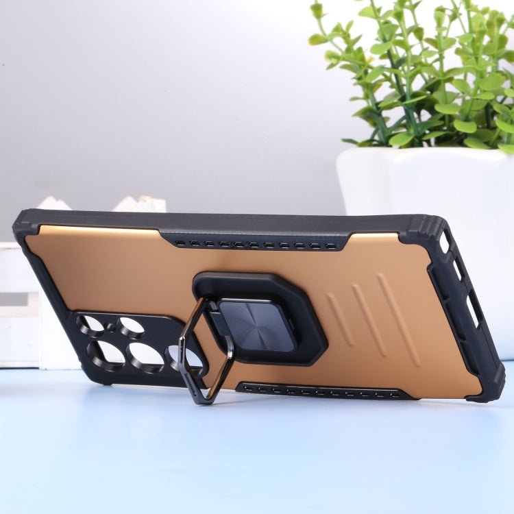 For Samsung Galaxy S22 Ultra 5G Aluminum and TPU Phone Case with Ring Holder