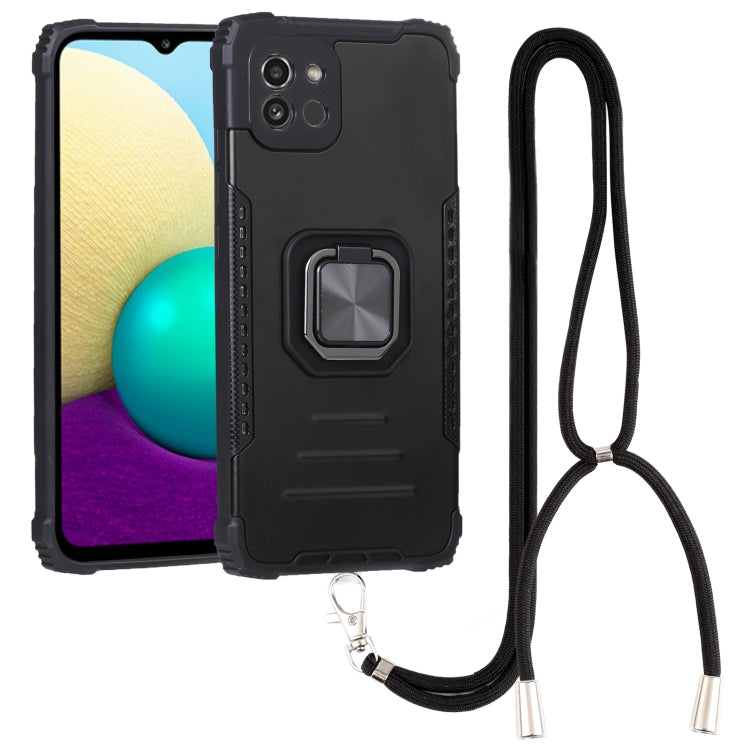 For Samsung Galaxy A03 164mm Lanyard Aluminum and TPU Phone Case