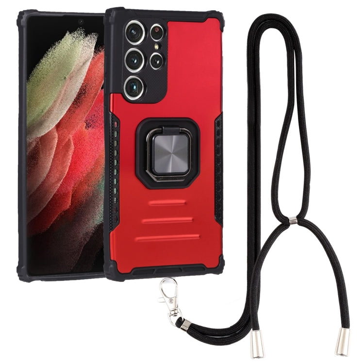 For Samsung Galaxy S22 Ultra 5G Lanyard Aluminum and TPU Phone Case