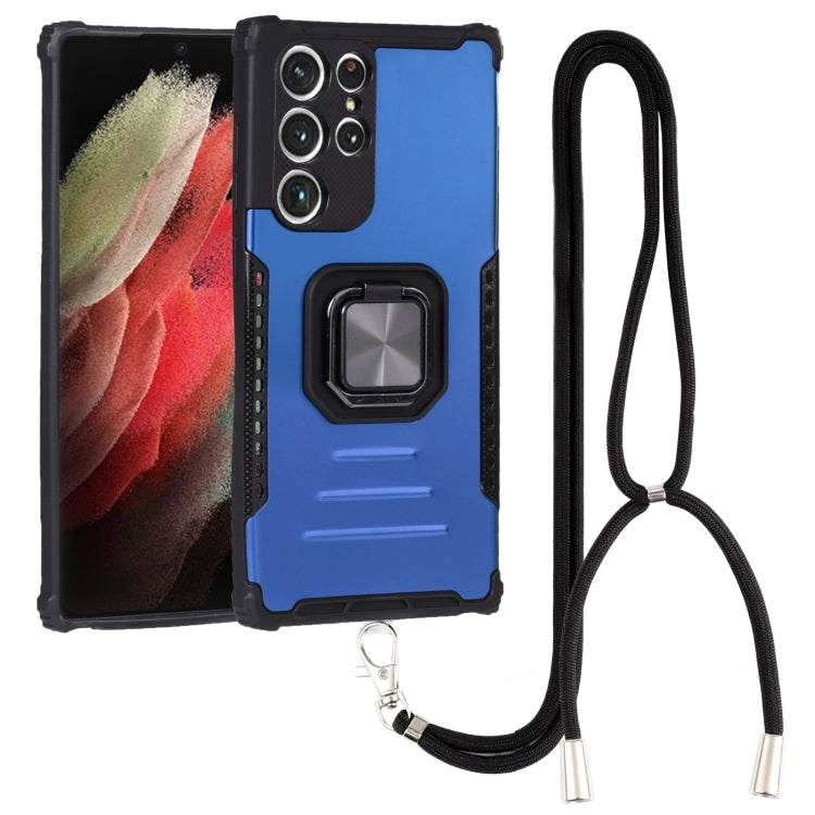 For Samsung Galaxy S22 Ultra 5G Lanyard Aluminum and TPU Phone Case