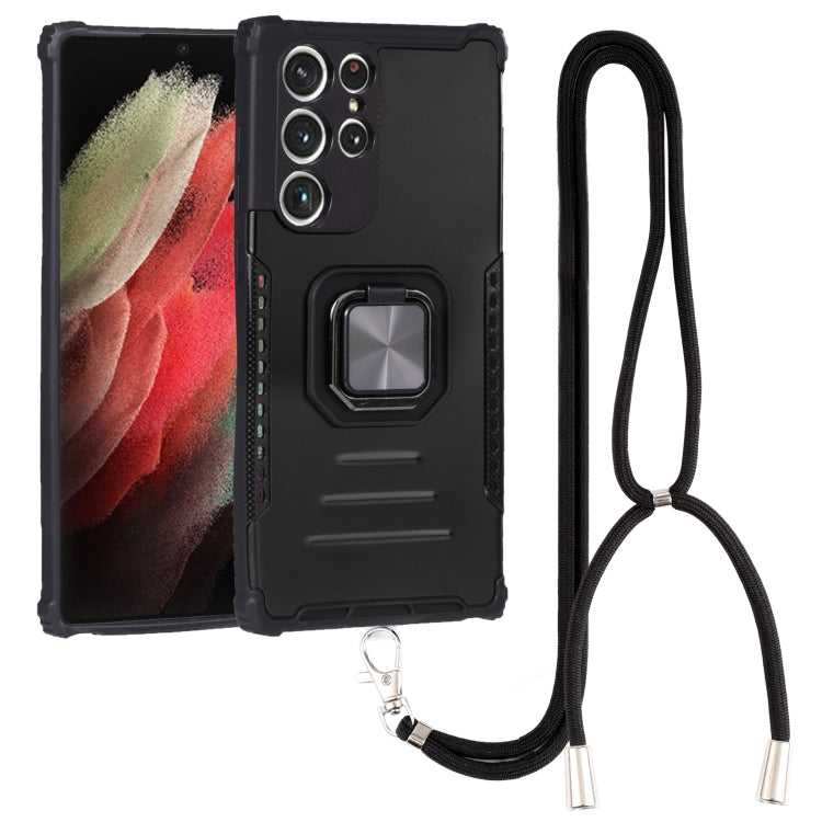 For Samsung Galaxy S22 Ultra 5G Lanyard Aluminum and TPU Phone Case