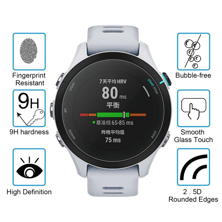 10 PCS 0.26mm 2.5D 9H Tempered Glass Film Watch Screen Protector For Garmin Forerunner 255s