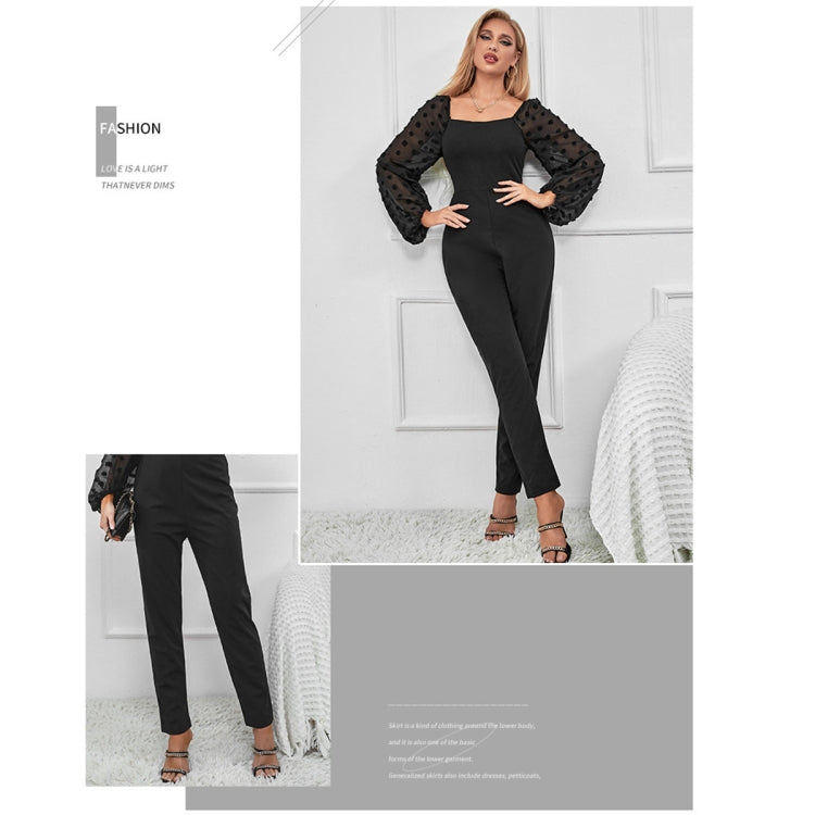 Stitching Slim Elegant Women Long Sleeve Jumpsuit, Size: