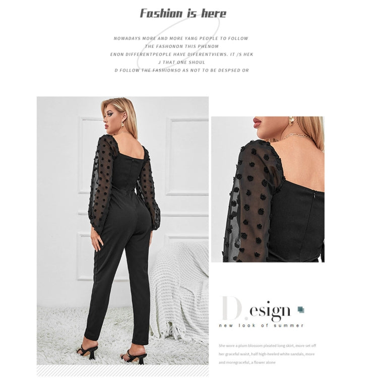 Stitching Slim Elegant Women Long Sleeve Jumpsuit, Size: