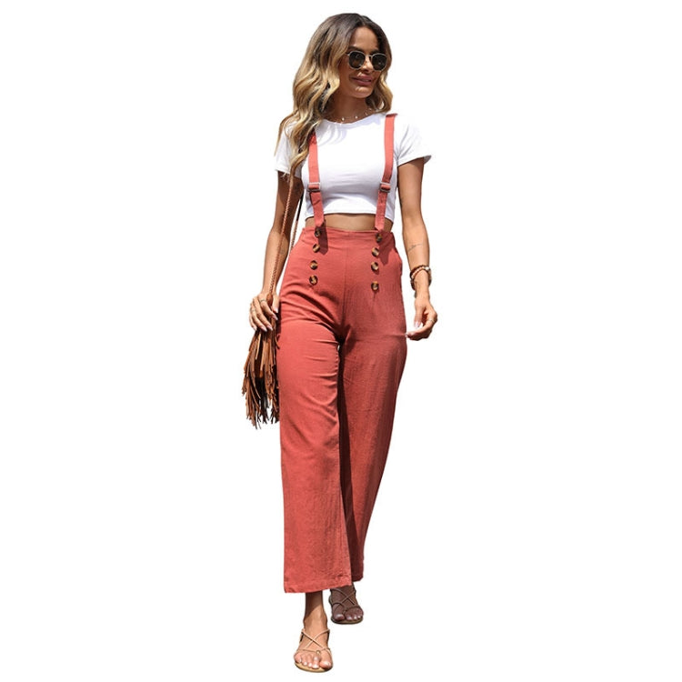 Casual Women Baggy Cotton Linen Straight Cylinder Overalls Jumpsuits, Size: