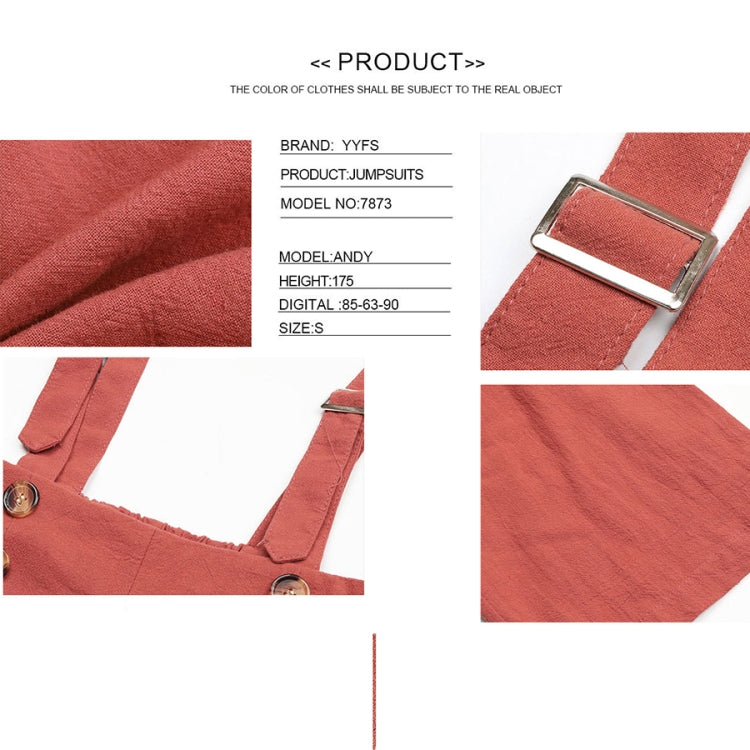 Casual Women Baggy Cotton Linen Straight Cylinder Overalls Jumpsuits, Size: