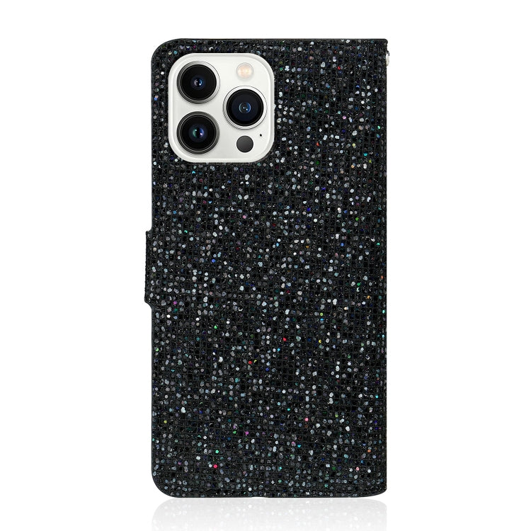 Glitter Powder Horizontal Flip Leather Phone Case For iPhone 14 Pro Max