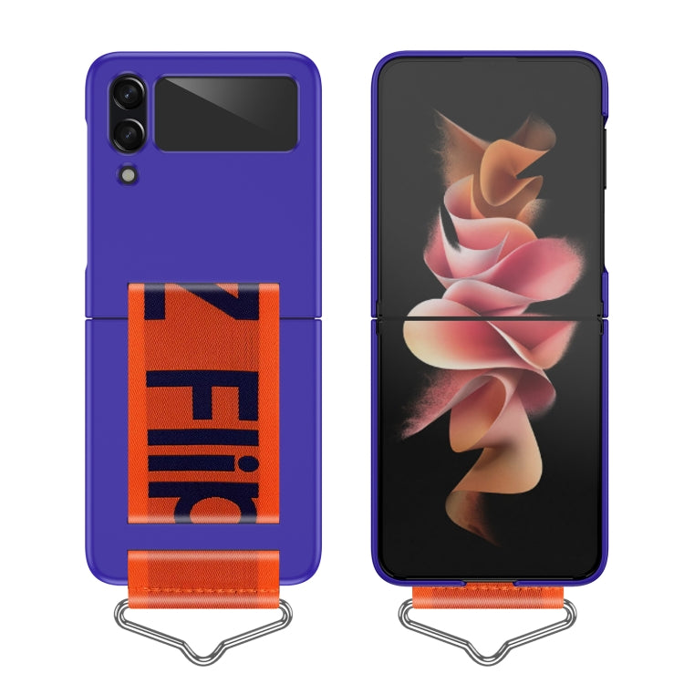 For Samsung Galaxy Z Flip4 PC Shockproof Folding Protective Phone Case with Lanyard