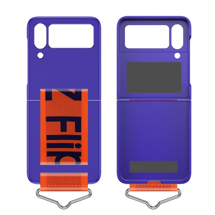 For Samsung Galaxy Z Flip4 PC Shockproof Folding Protective Phone Case with Lanyard