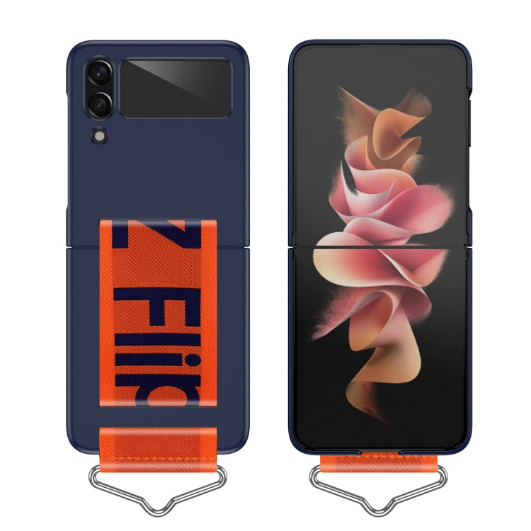 For Samsung Galaxy Z Flip4 PC Shockproof Folding Protective Phone Case with Lanyard