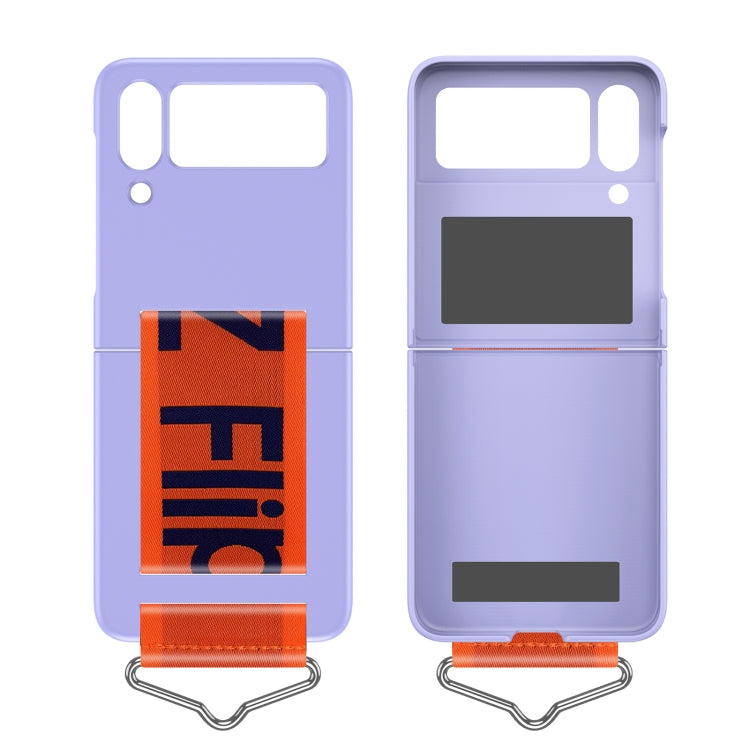 For Samsung Galaxy Z Flip4 PC Shockproof Folding Protective Phone Case with Lanyard