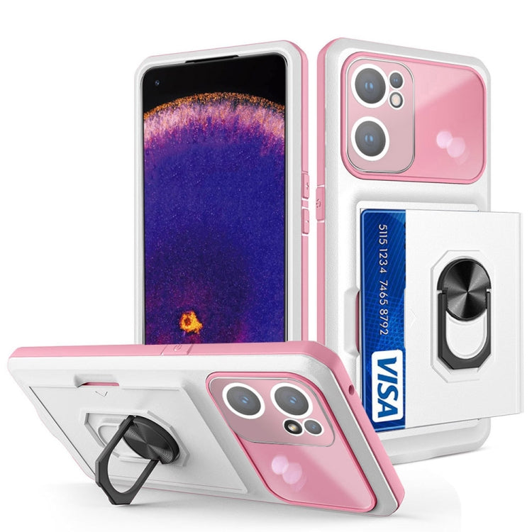 For OPPO Find X5 Lite Card Ring Holder PC + TPU Phone Case