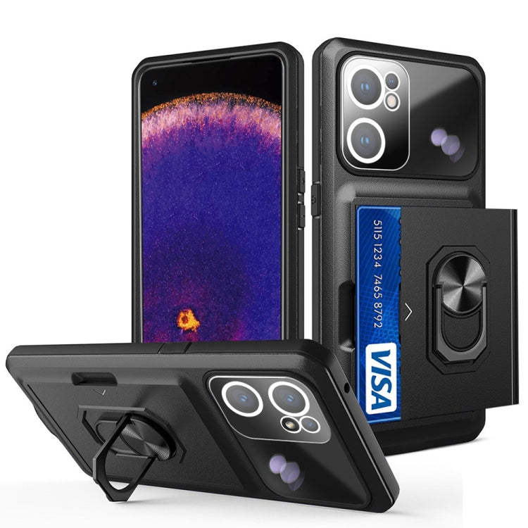 For OPPO Find X5 Lite Card Ring Holder PC + TPU Phone Case