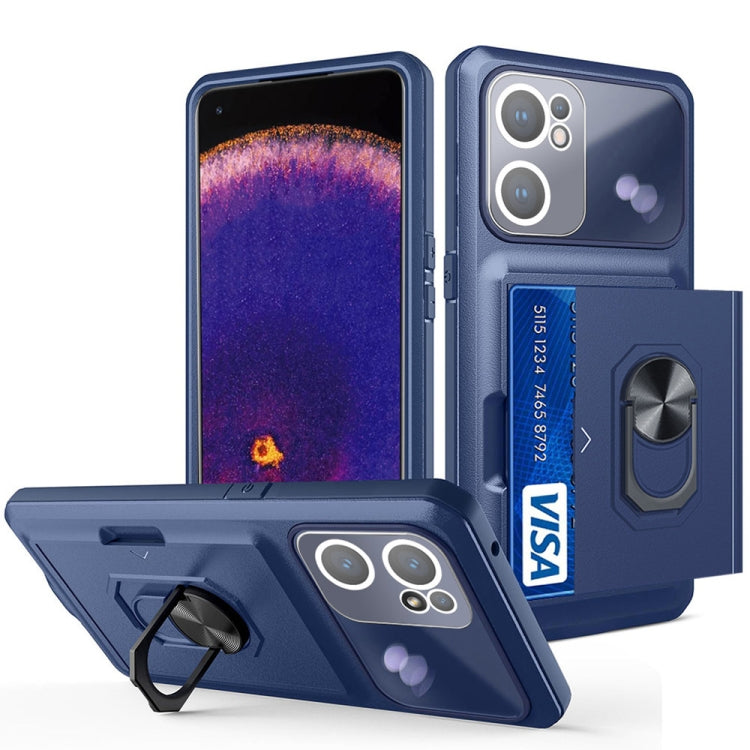 For OPPO Find X5 Lite Card Ring Holder PC + TPU Phone Case