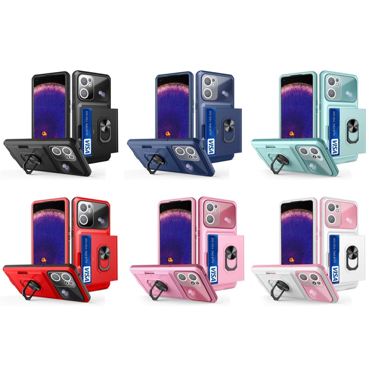 For OPPO Find X5 Lite Card Ring Holder PC + TPU Phone Case