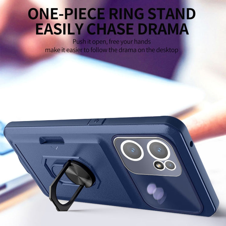 For OPPO Find X5 Lite Card Ring Holder PC + TPU Phone Case
