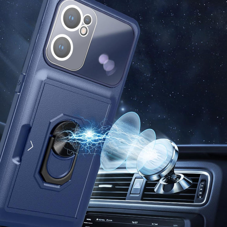 For OPPO Find X5 Lite Card Ring Holder PC + TPU Phone Case