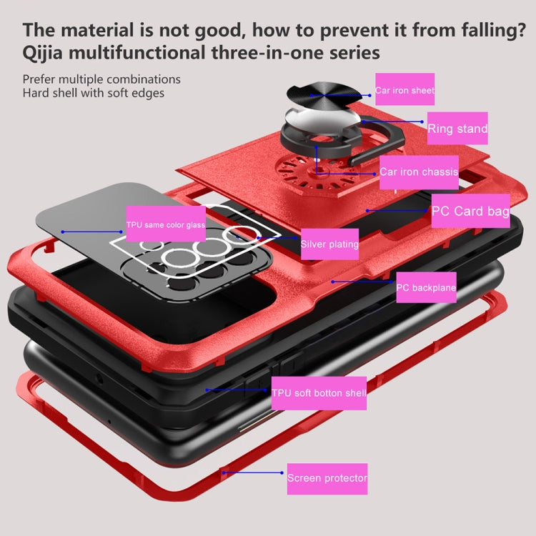 For Samsung Galaxy S21 FE 5G Card Ring Holder PC + TPU Phone Case