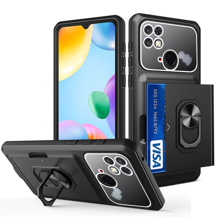 For Xiaomi Redmi 10C Card Ring Holder PC + TPU Phone Case