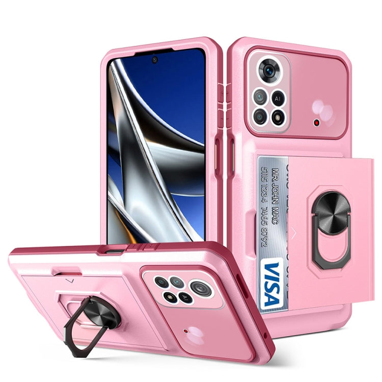 For Xiaomi Poco X4 Pro 5G Card Ring Holder PC + TPU Phone Case