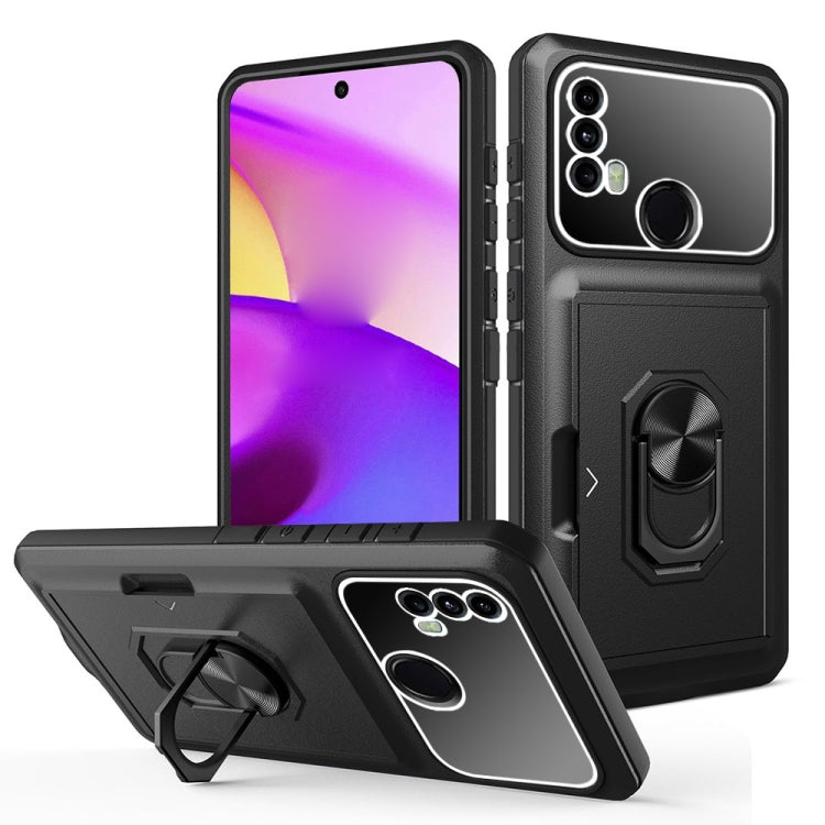 For Motorola Moto E40 / E20 Card Ring Holder PC + TPU Phone Case