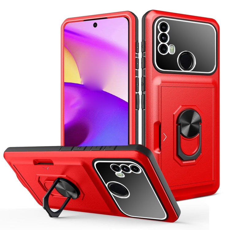 For Motorola Moto E40 / E20 Card Ring Holder PC + TPU Phone Case