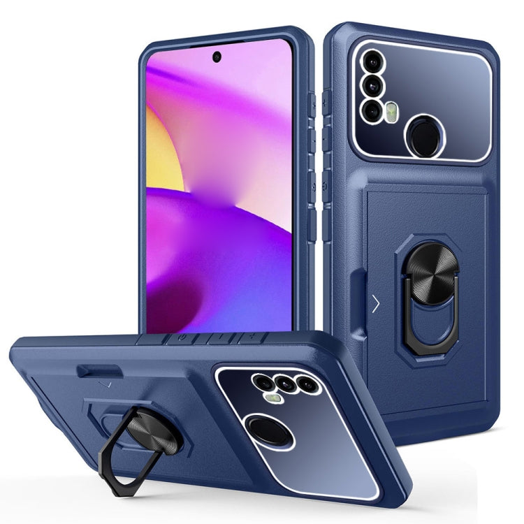 For Motorola Moto E40 / E20 Card Ring Holder PC + TPU Phone Case
