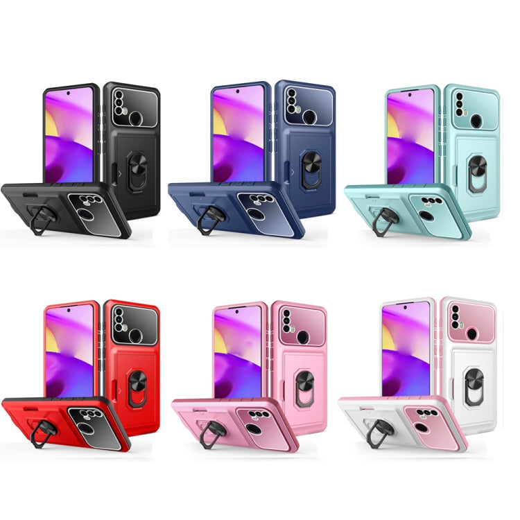 For Motorola Moto E40 / E20 Card Ring Holder PC + TPU Phone Case