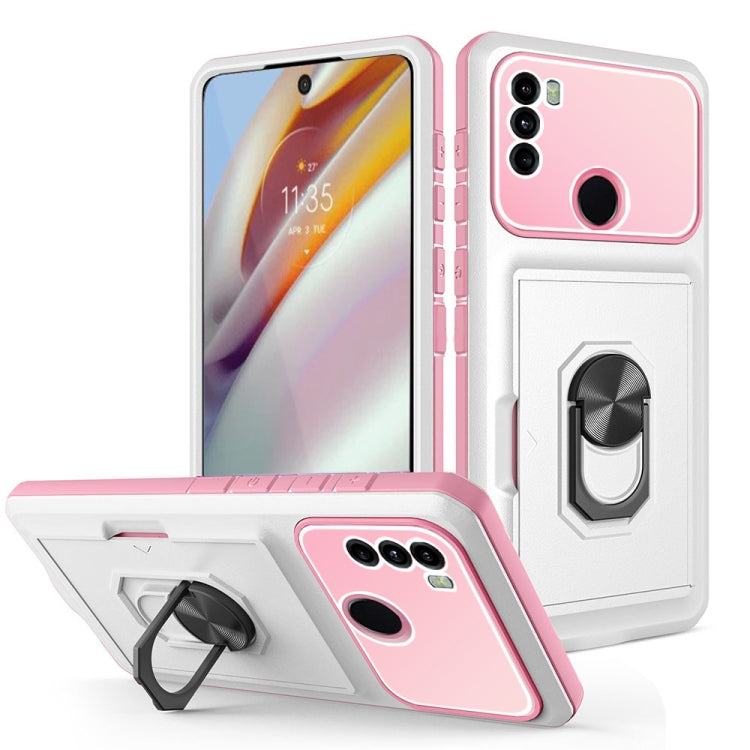 For Motorola Moto G60 Card Ring Holder PC + TPU Phone Case
